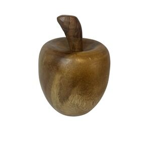 Vintage Maple‎ Hand Carved Solid Wood Apple Antique Collectable Fruit 6.5" MCM
